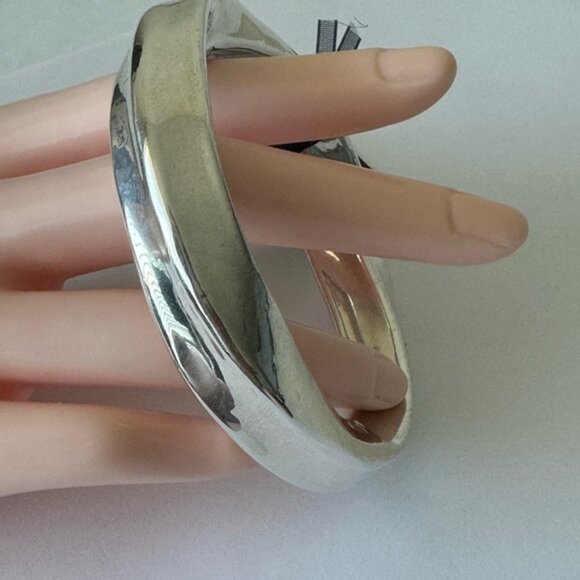 E&L Sterling Silver Bangle Statement Bracelet Israel Electroform Wavy D-2/5" - Picture 13 of 16